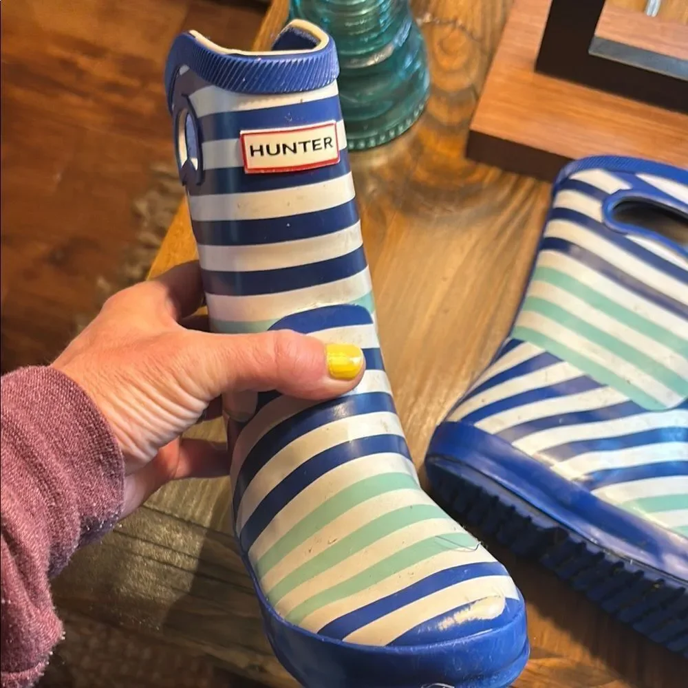 Hunter Blue and White Rain & Snow Boots